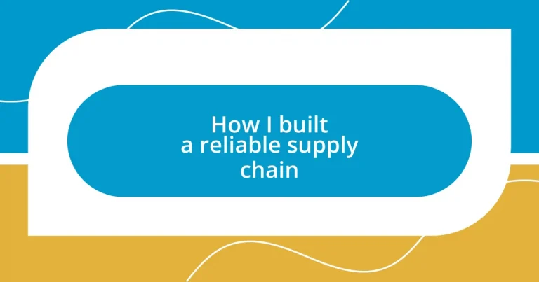 How I built a reliable supply chain